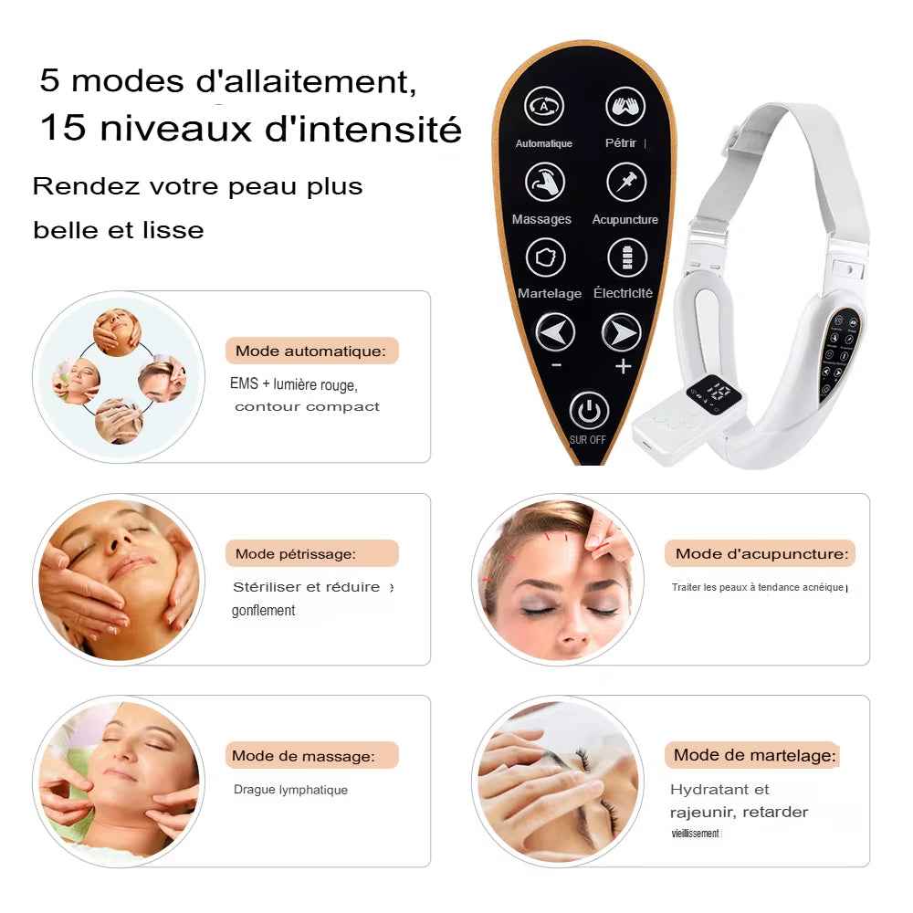 Ceinture de Massage 5 modes traitements 15 niveaux intensité