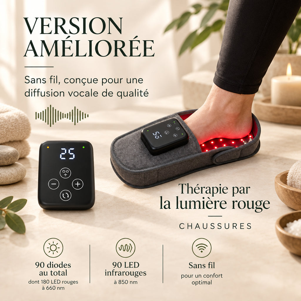 Chaussons de Luminothérapie Rouge et Infrarouge Sans Fil confort optimal
