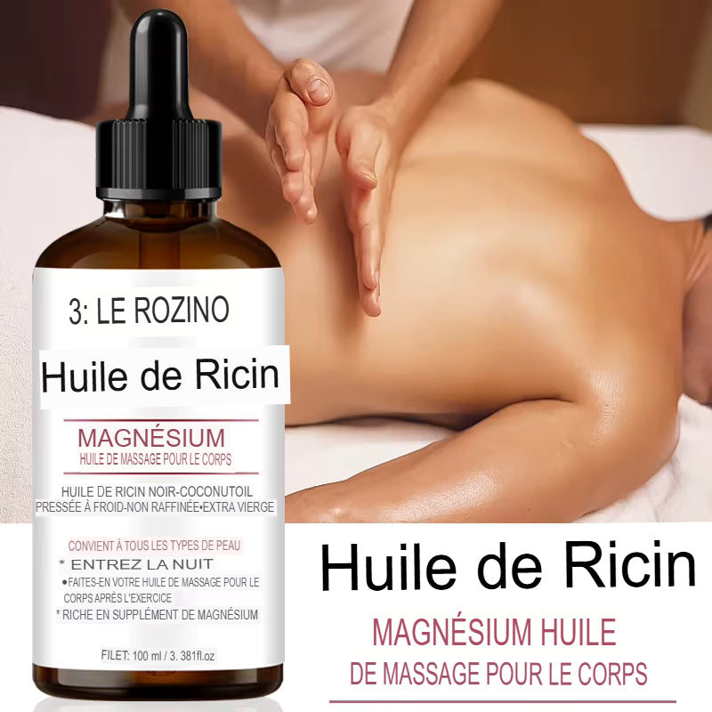 Huile de Massage Corporelle au Magnésium Ricin Noir