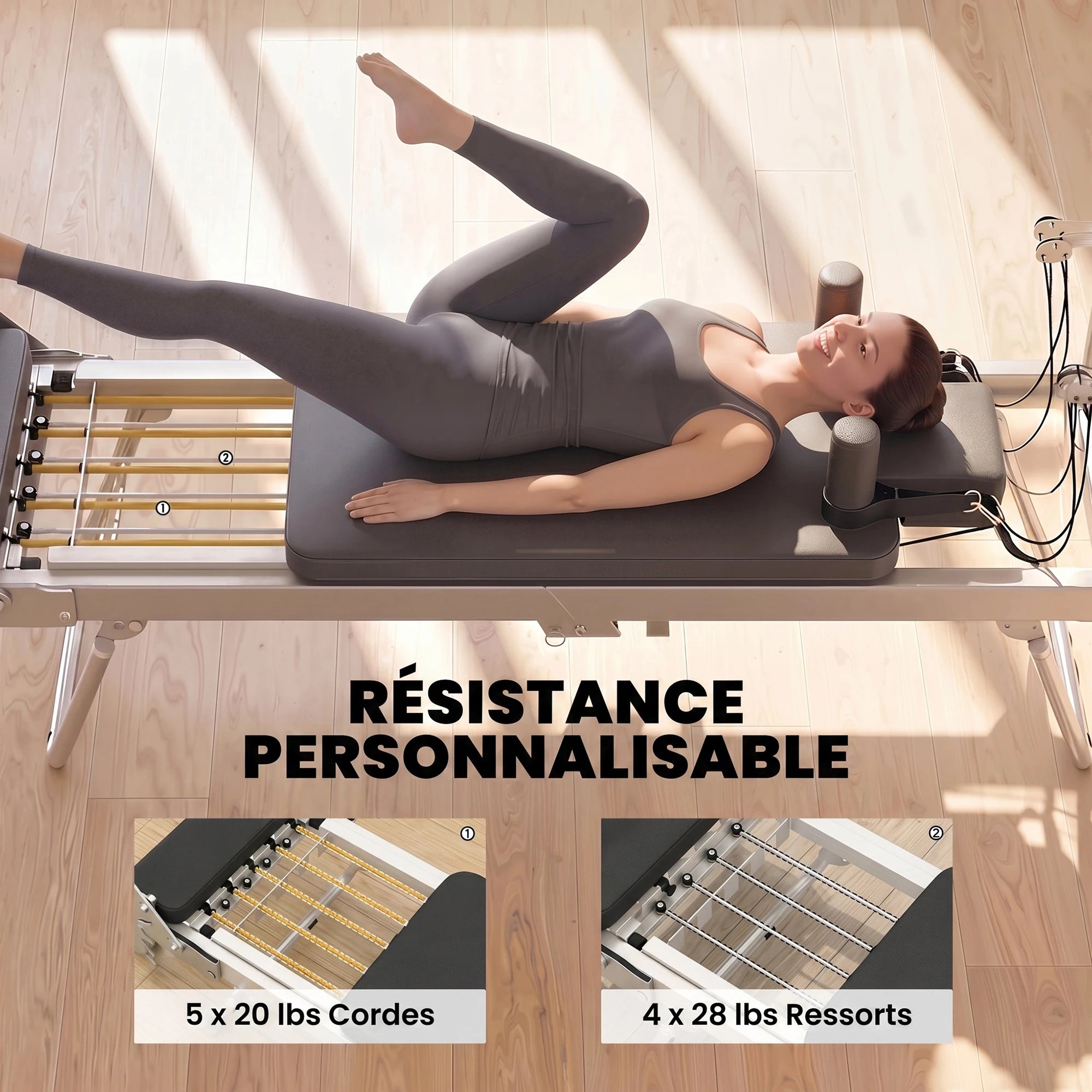 Machine Reformer Pilates Pliable résistance personnalisable