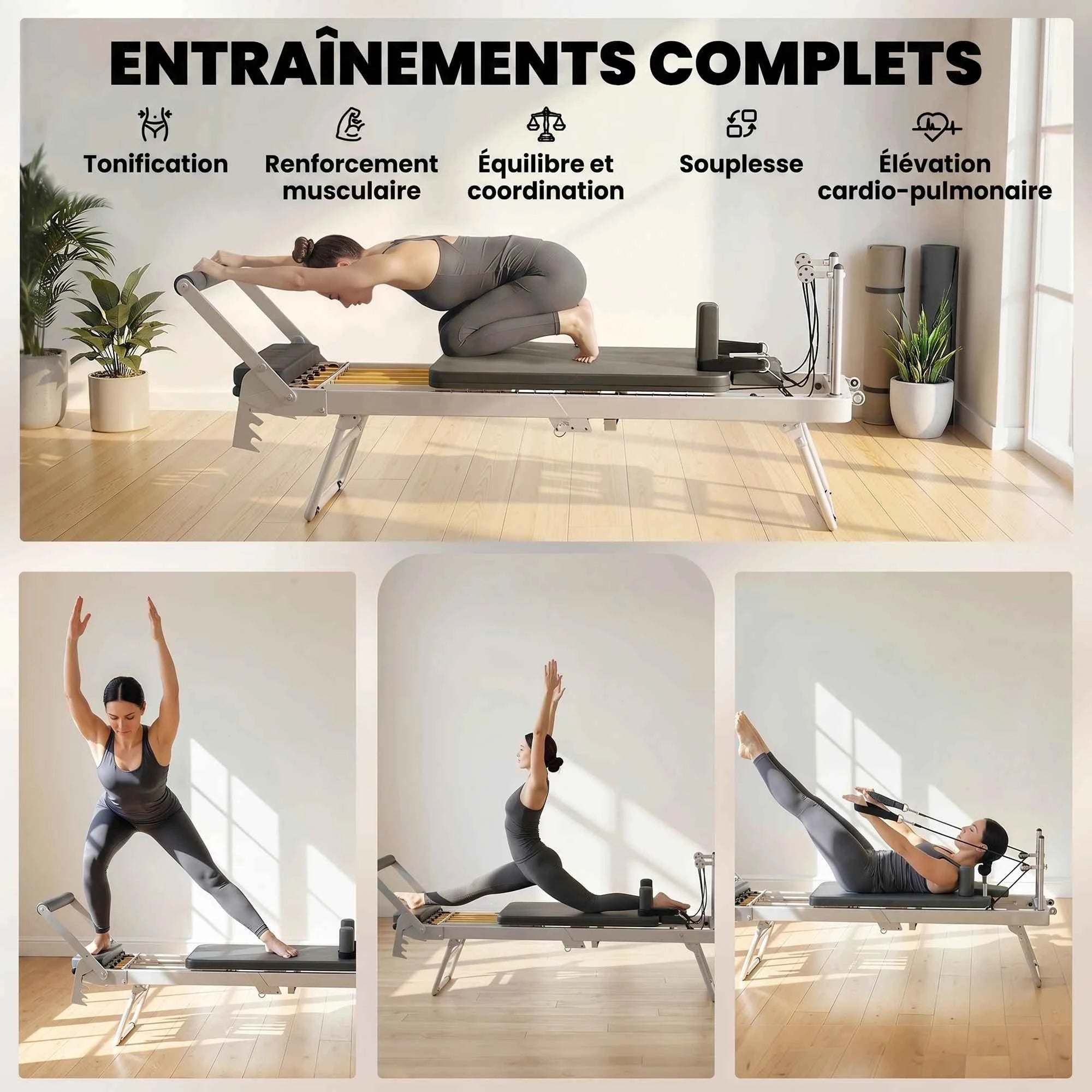 Machine Reformer Pilates Pliable entrainements complets