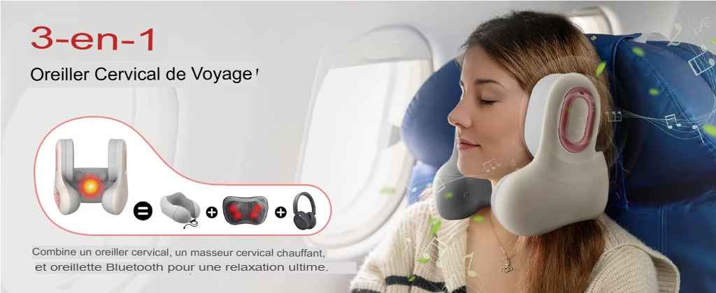 Oreiller cervical 3 en 1pour voyager