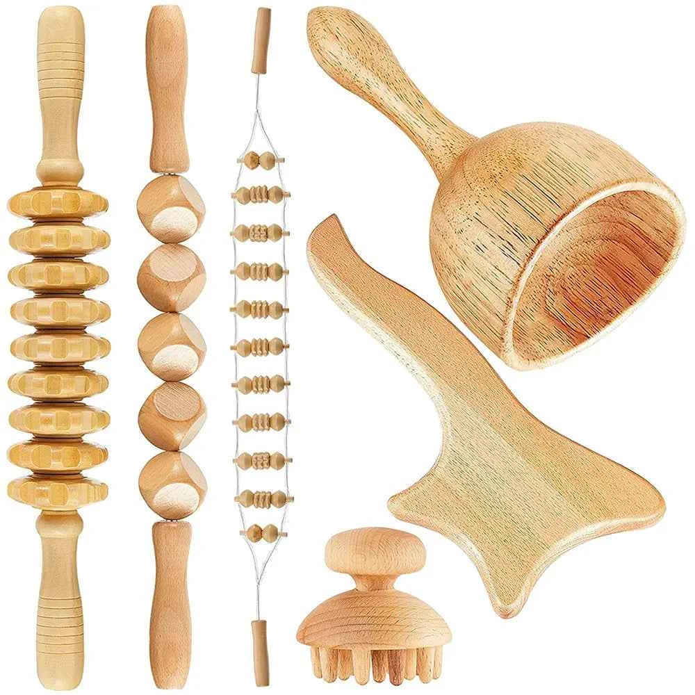 Outil de massage thérapeutique en bois 6 en 1
