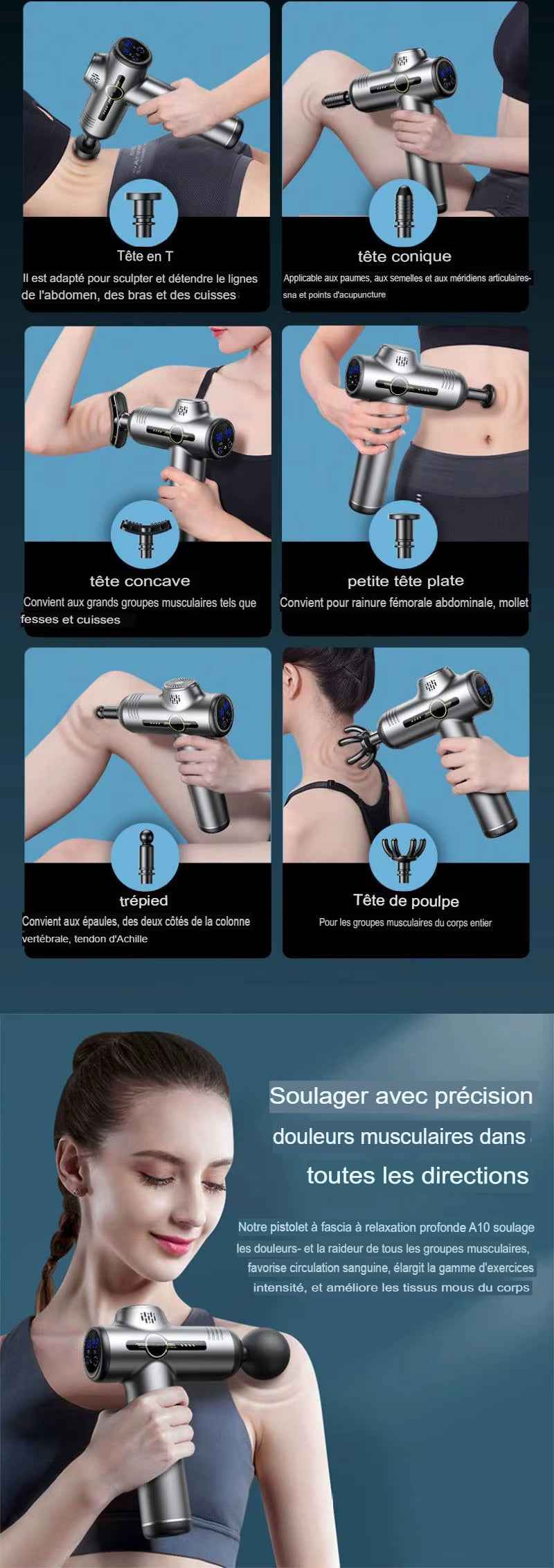 Pistolet de massage facile à utiliser