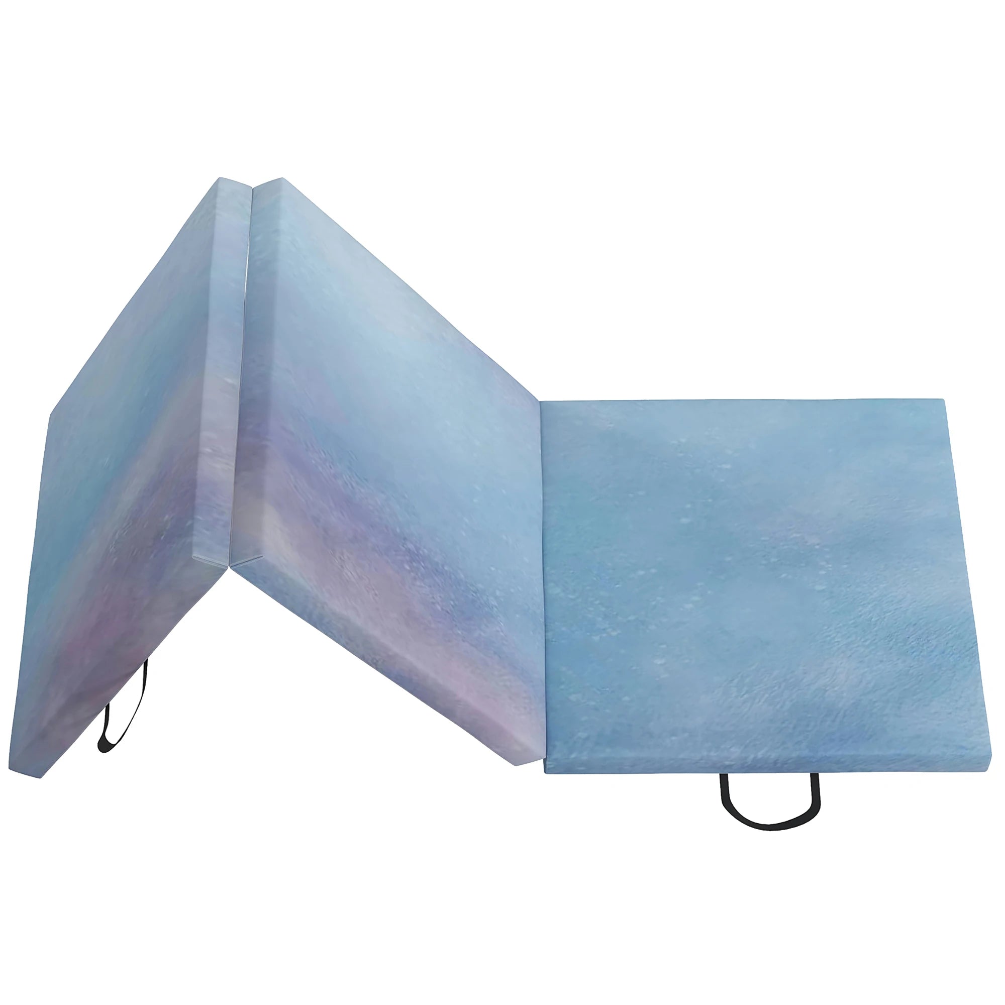 Tapis de gymnastique pliable en trois parties bleu ciel