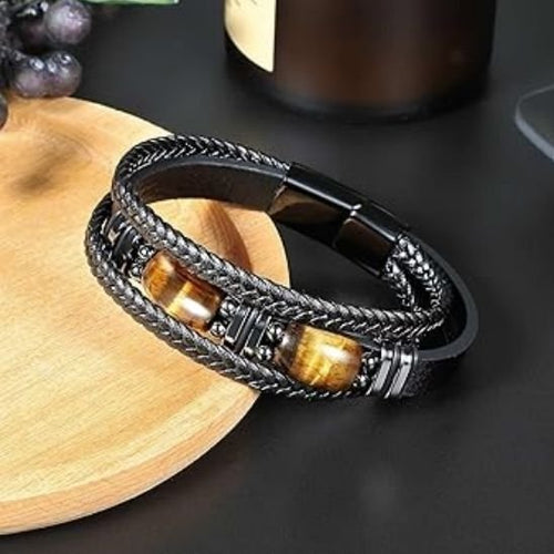 Bracelet pierre naturelle Cuir véritable