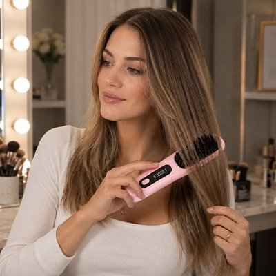 Brosse lissante chauffante ecran lcd intégre