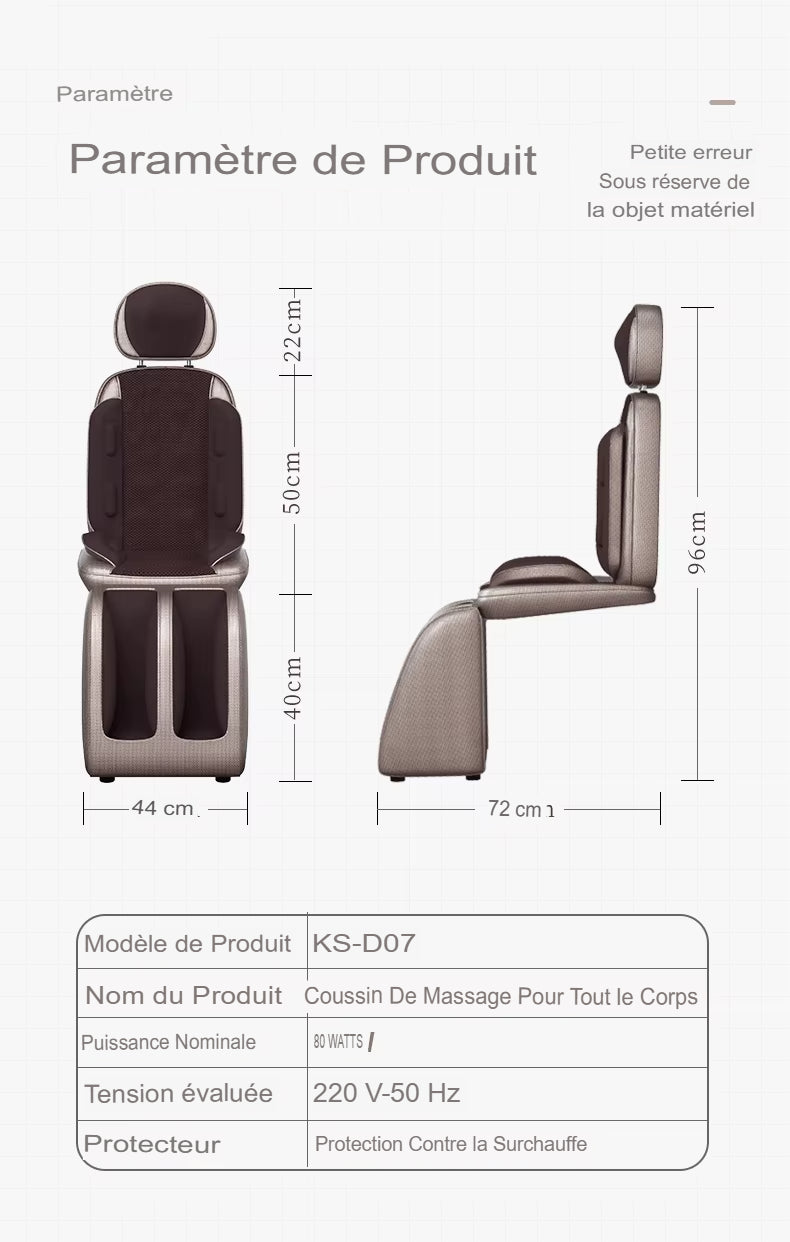 chaise de massage dimensions