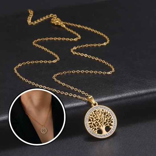 Collier arbre de vie chaine fine assortie
