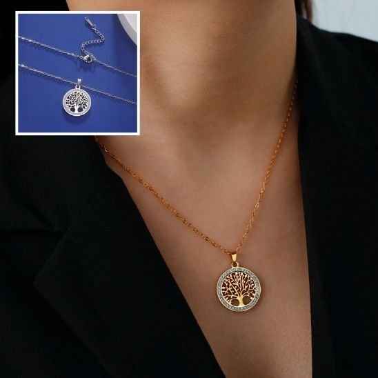 Collier arbre de vie pendentif circulaire
