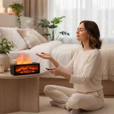 Humidificateur d'air cheminé éléctrique décorative